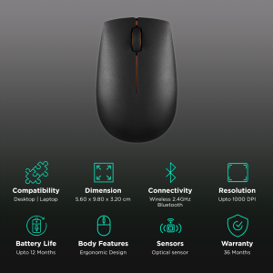 قیمت و خرید و مشخصات ماوس بی سیم لنوو اورجینال مدل 300 Lenovo  Wireless Mouse