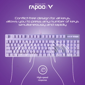 کیبورد مکانیکی گیمینگ زرد و آبی رپو مدل  Rapoo Mechanical Gaming Keyboard V500 pro