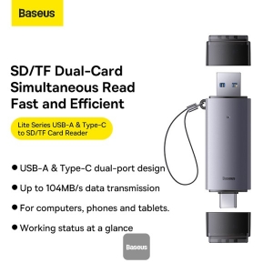 رم ریدر باسئوس مدل Baseus Airjoy USB-A+C  to SD/TF Card Reader /Grey