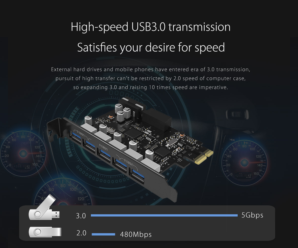 Orico PVU3-5O2I 5Port USB 3.0 PCI Express Card