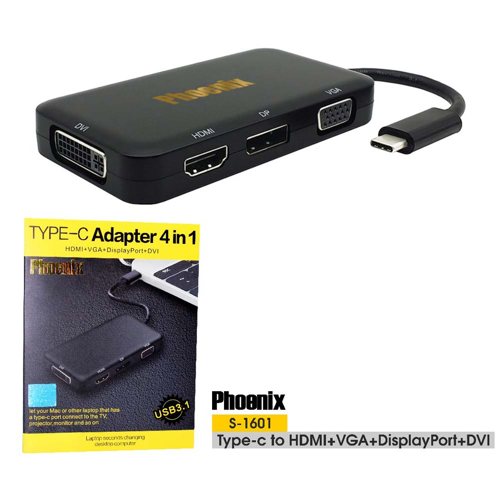 مبدل USB-C به HDMI/VGA/DVI/DisplayPort فینیکس مدل S-1601