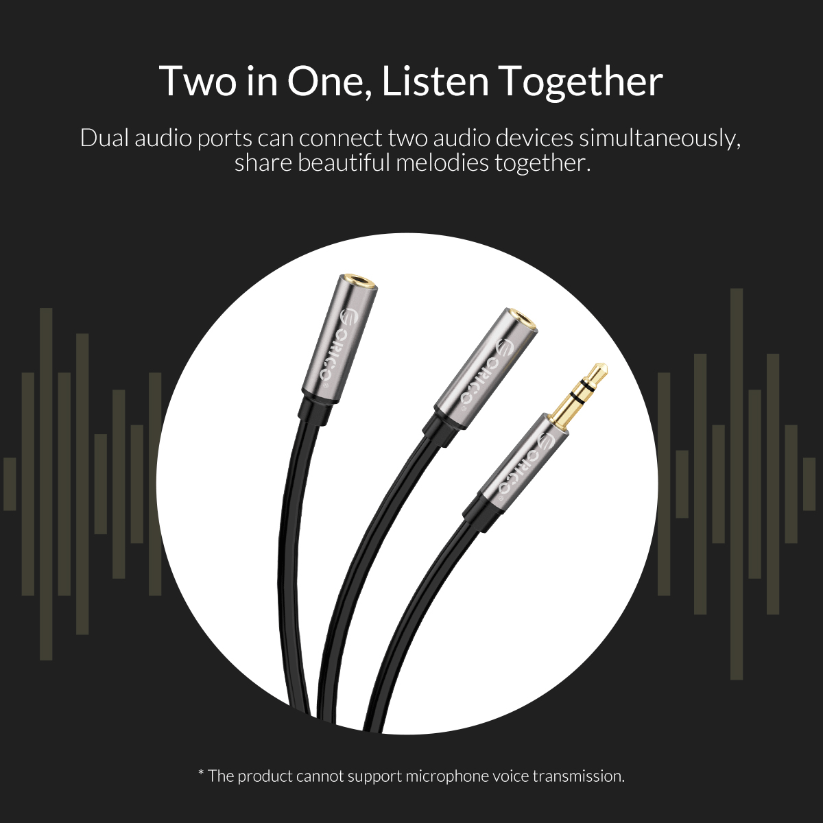  ORICO AM-2F1 2 in 1 3.5mm M to F AUX Audio Cable 