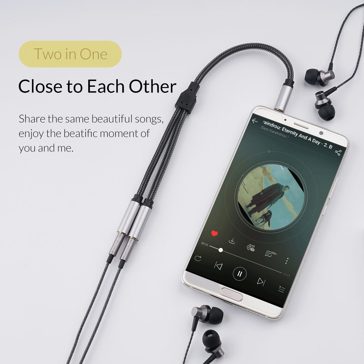  ORICO AM-2F3 2 in 1 3.5mm M to F AUX Audio Cable 