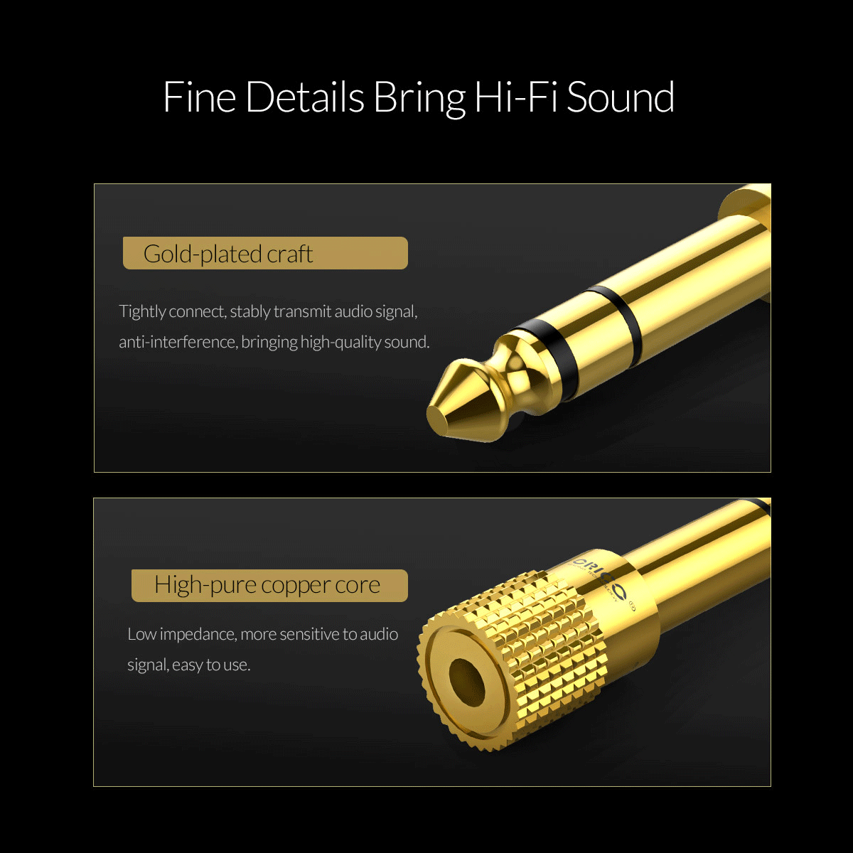  ORICO AM-DTS 6.35mm(M) to 3.5mm(F) Audio Connector Adapter