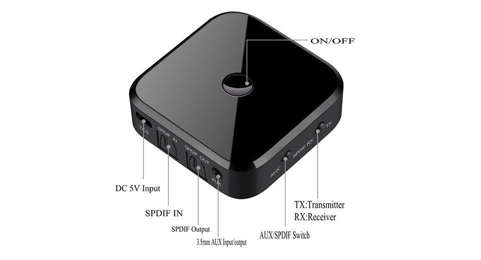 گیرنده و فرستنده صدا بلوتوث مدل TX16 با قابلیت اتصال دو هدفون