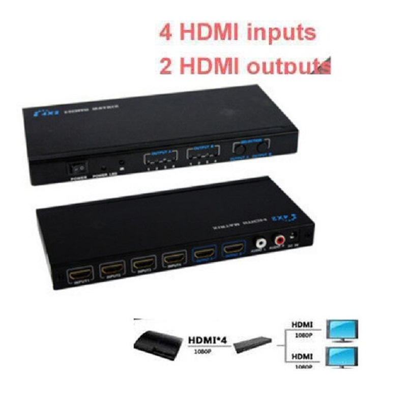 ماتریکس سوئیچ 2 به 4 HDMI لنکنگ مدل LKV342 همراه با ریموت کنترل