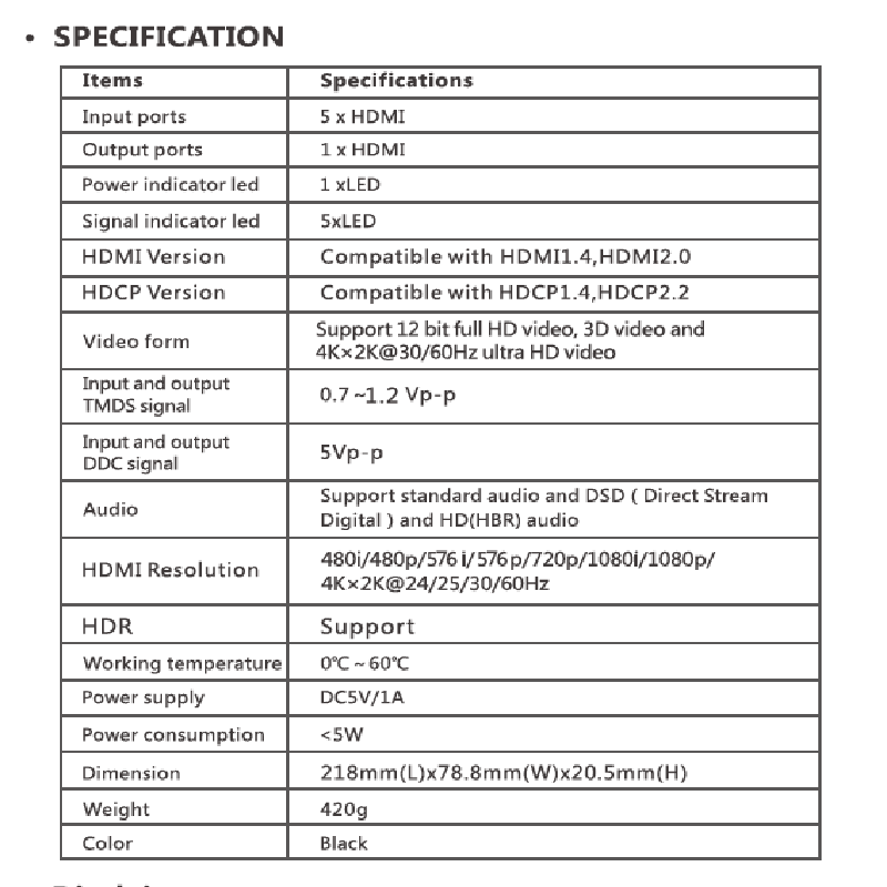 مشخصات و قیمت خرید سوئیچ 5 پورت HDMI مدل LKV501HDR-V2.0