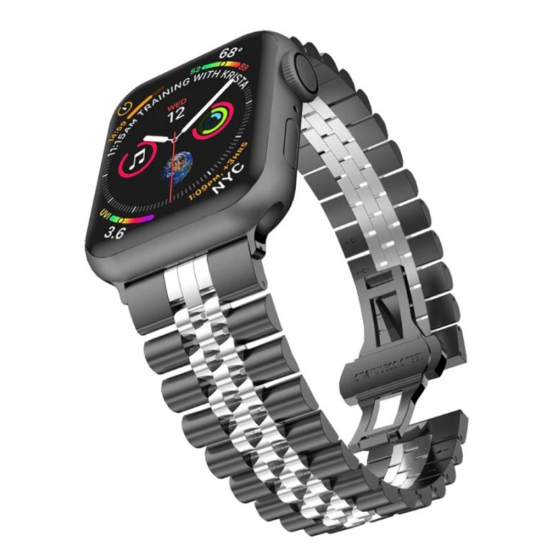 بند ساعت رولکسی 7 ردیف اپل واچ 44-45-49 میلی متر Steel Rolex Strap Apple Watch