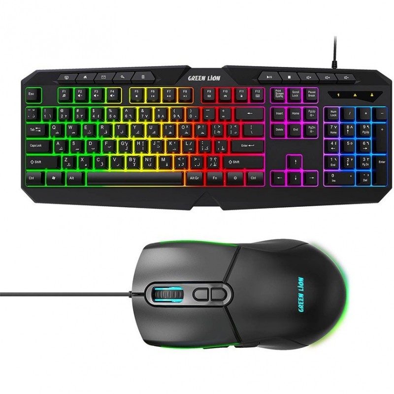 کیبورد و ماوس گیمینگ بی سیم گرین لاین GKM-400 ا Green Lion GK-400 RGB Gaming Keyboard and Mouse
