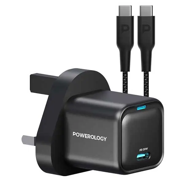 آداپتور شارژ 20 وات پاورولوژی Powerology Ultra-Compact GaN Charger PWCUQC016