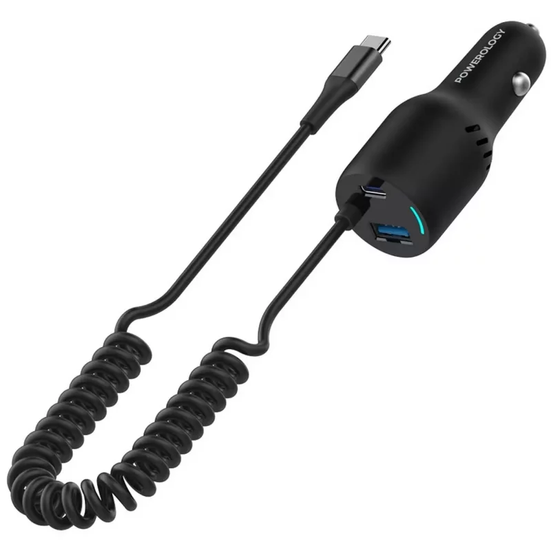 شارژرفندکی 45 وات با کابل پاورولوژی Powerology Car Charger 45W PCCSR015