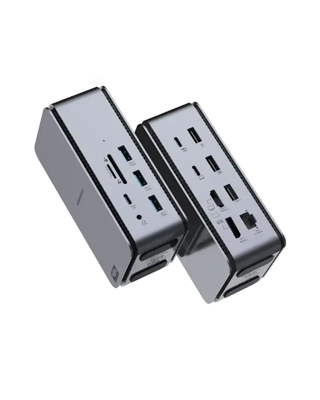 هاب تایپ سی 15 پورت پاورولوژی Powerology 15 in 1 Dual Dock Station PW15IN1DS-GY