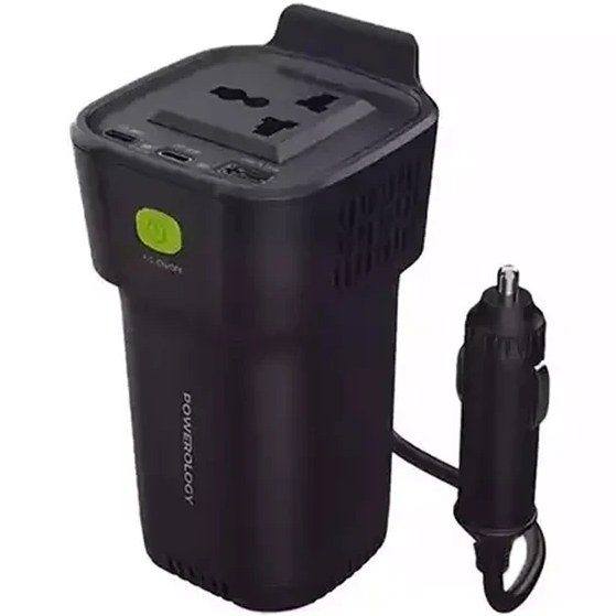 اینورتر 150 وات پاورولوژی POWEROLOGY 150W CUP HOLDER POWER INVERTER P150INVBK