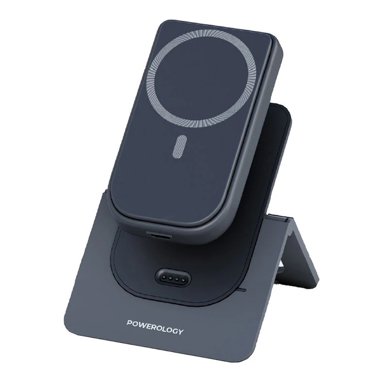 پاوربانک وایرلس و استند پاورولوژی Powerology 10000mAh MagSafe Combo Power Bank PPBCHA21GY