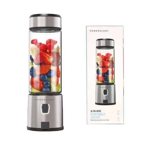 مخلوط کن شارژی 6 تیغه پاورولوژی Powerology 6 Blades Portable and Rechargeable Juicer and Blender P6BPJBK