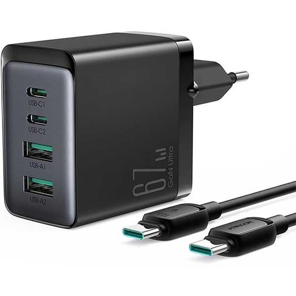 آداپتور شارژ 4 پورت 67 وات با کابل جویروم JOYROOM JR-TCG02 GaN Ultra 67W