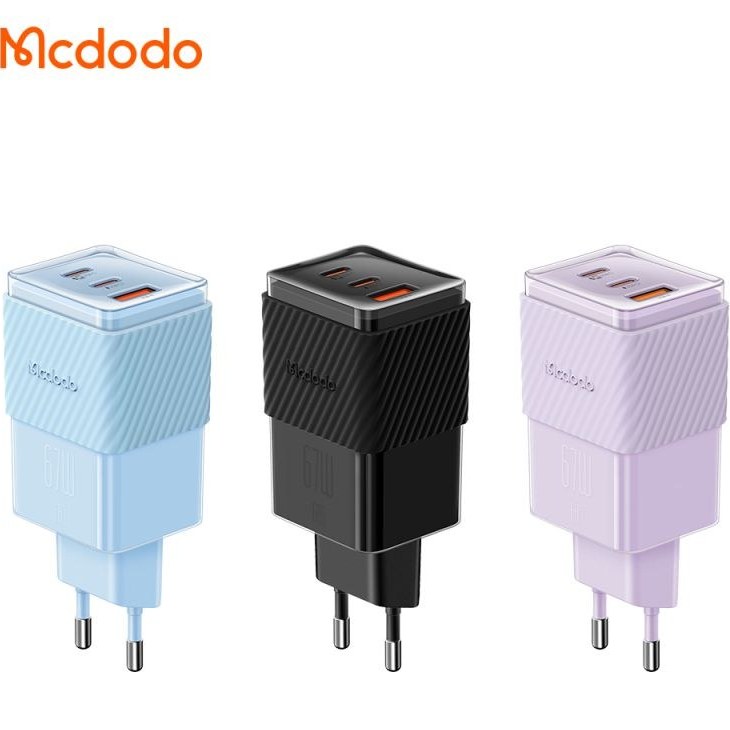 آداپتور شارژ سه پورت 67 وات مک دودو Mcdodo GaN 5 Mini Fast Charge CH-1501