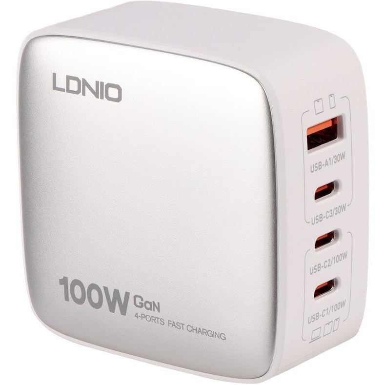 آداپتور شارژر چهار پورت 100وات الدینیو Ldnio Q408 GaN