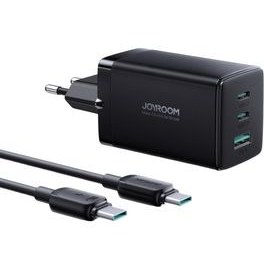 آداپتور شارژ 3 پورت 65 وات همراه با کابل جویروم Joyroom 65W Gan ultra Charger jr-Tcg01