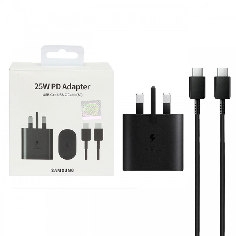 شارژر دیواری به همراه کابل USB-C اورجینال 95 درصد سامسونگ Samsung Super Fast Charging 95% (25W) EP-TA800NBE