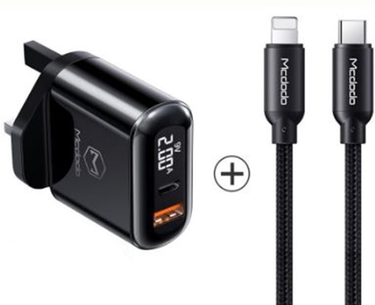 شارژر مسافرتی و کابل شارژ مک دودو Mcdodo CH-7231 PD+Quick Charge Travel Charger Set 18W