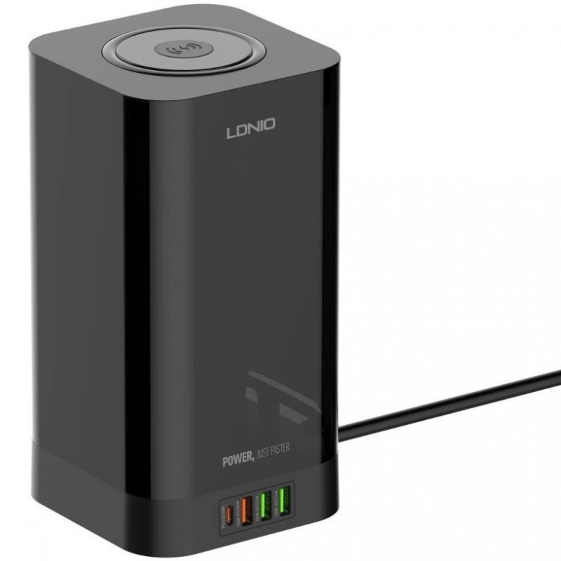 چند راهی برق 4 پورت و شارژر وایرلس تایمردار الدینیو Ldnio SEW4485