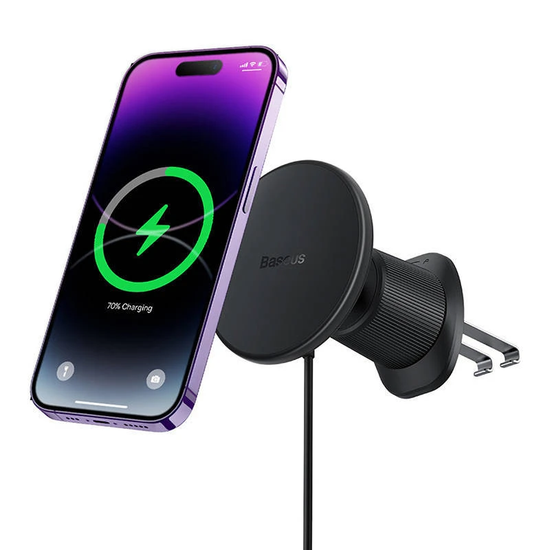 پایه نگهدارنده آهنربایی و شارژر بی سیم گوشی موبایل بیسوس Baseus Car Phone Holder Magnetic Wireless Charger bs-CW01-01
