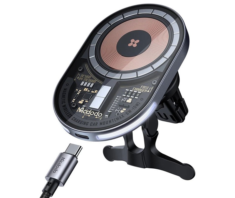 هولدر و شارژ وایرلس مگنتی مک دودو Mcdodo Transparent Magnetic Wireless Charging Car mount CH-2340