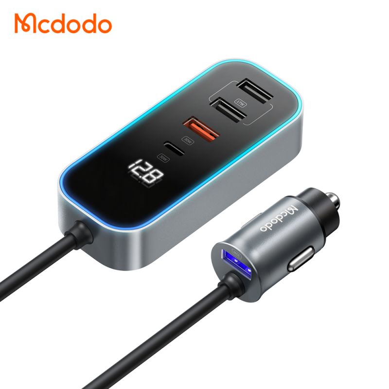 شارژر فندکی مک دودو 107 وات MCDODO CC-1900 Digital Display PD Car Charger with extension cord