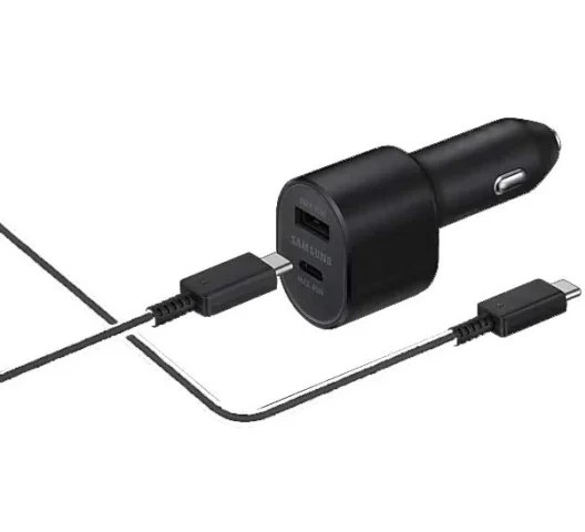 شارژر فندکی اصلی سامسونگ 45 وات همراه با کابل تایپ سی Samsung Super Fast Dual Car Charger (45W+15W) EP-L5300XBEGWW