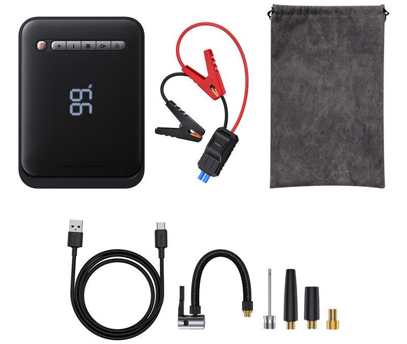 پاوربانک و کمپرسور باد و جامپ استارتر خودرو 8000 میلی آمپر بیسوس Baseus Super Energy CGCN000001