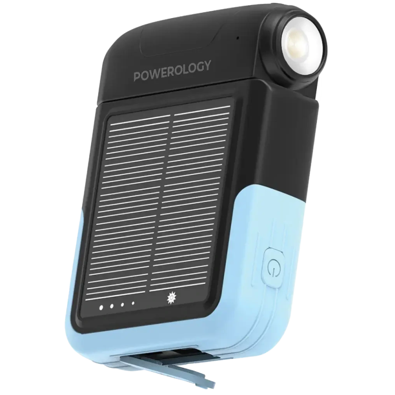 پاوربانک خورشیدی 10000 و چراغ قوه پاورولوژی Powerology Sante Solar Power Bank PPBDS05BK