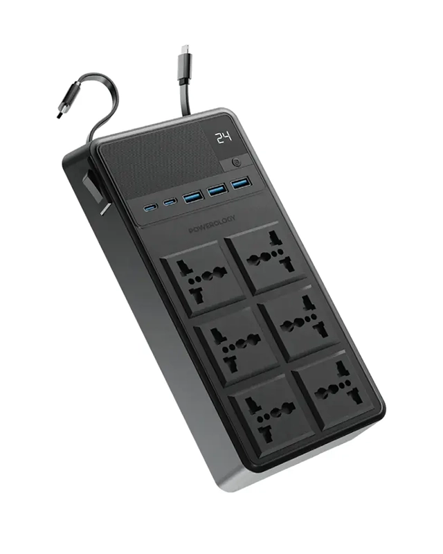چند راهی برق پاورولوژی Powerology 2500w 6 AC Power Strip PWC030
