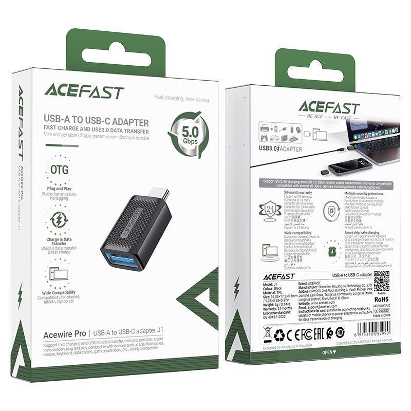 تبدیل OTG تایپ سی به USB3.0 ایس فست ACEFAST J1 Acewire Pro