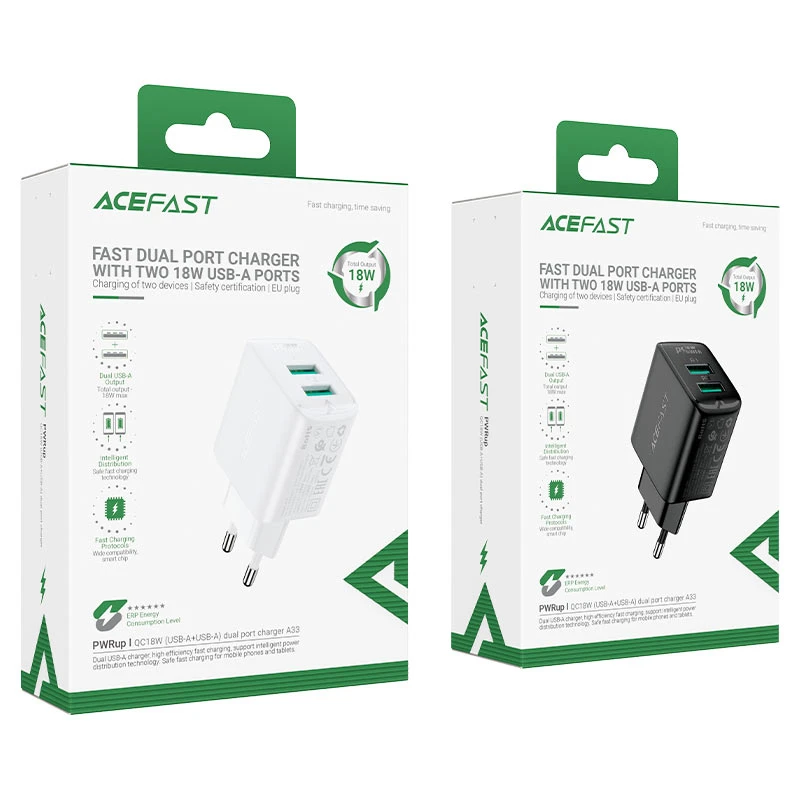 شارژر دیواری ایس فست ACEFAST A33 QC18W Fast Charger توان 18 وات