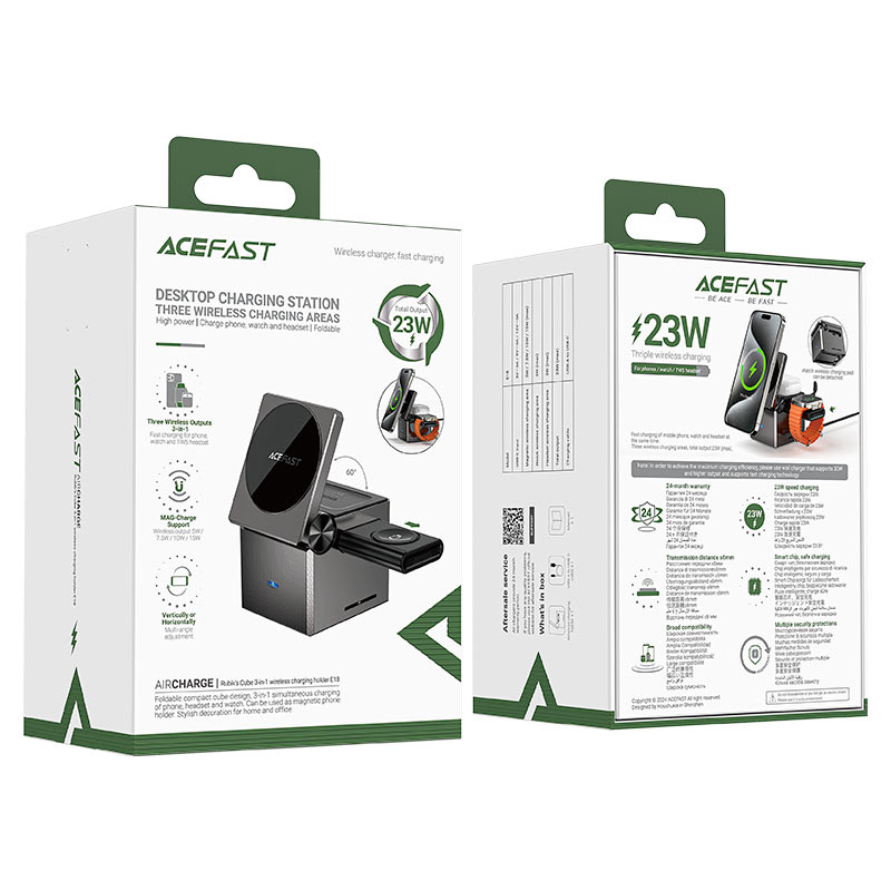 استند و شارژر وایرلس چند کاره مگ سیف ایس فست ACEFAST E18 با قابلیت شارژ اپل واچ