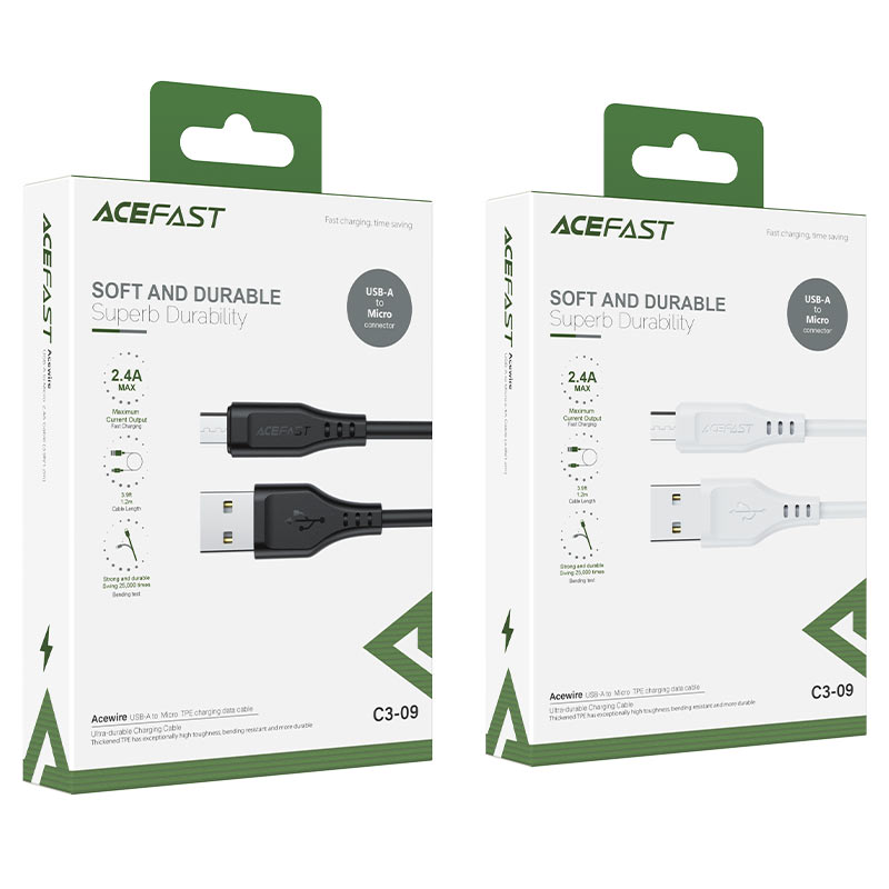 کابل میکرو یو اس بی ایس فست ACEFAST C3-09 شدت جربان 2.4 آمپر
