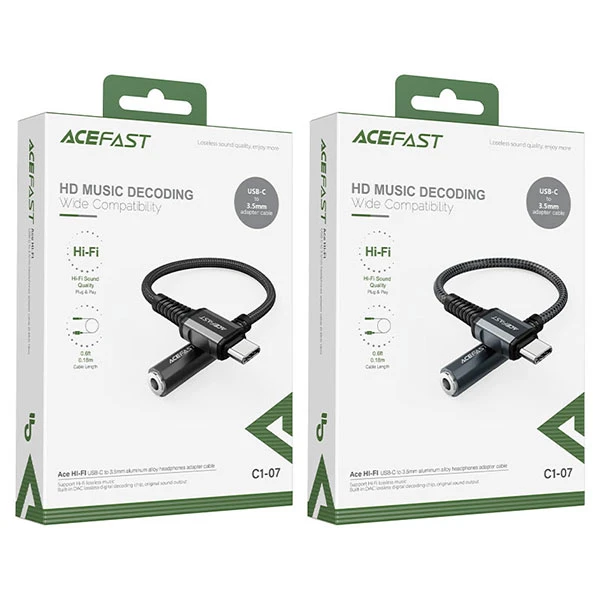 کابل Type C به پورت AUX ایس فست ACEFAST C1-07 طول 18 سانتی متر