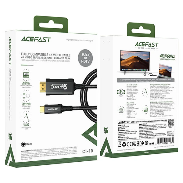 کابل HDMI به Type-c ایس فست ACEFAST C1-10 طول 1.8 متر