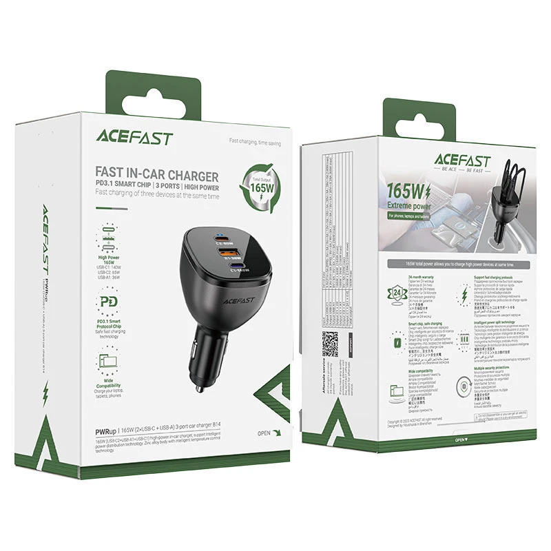 شارژر فندکی ایس فست ACEFAST B14 PD3.1 Fast Charger توان 165 وات
