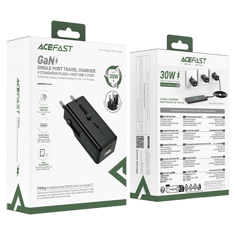 شارژر دیواری و مبدل برق ایس فست ACEFAST Z7 PD30W GaN Fast Charger توان 30 وات