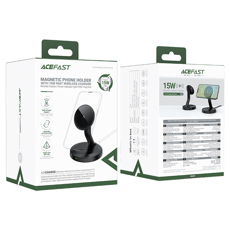 هولدر و شارژر وایرلس مگ سیف ایس فست ACEFAST E26 توان 15 وات