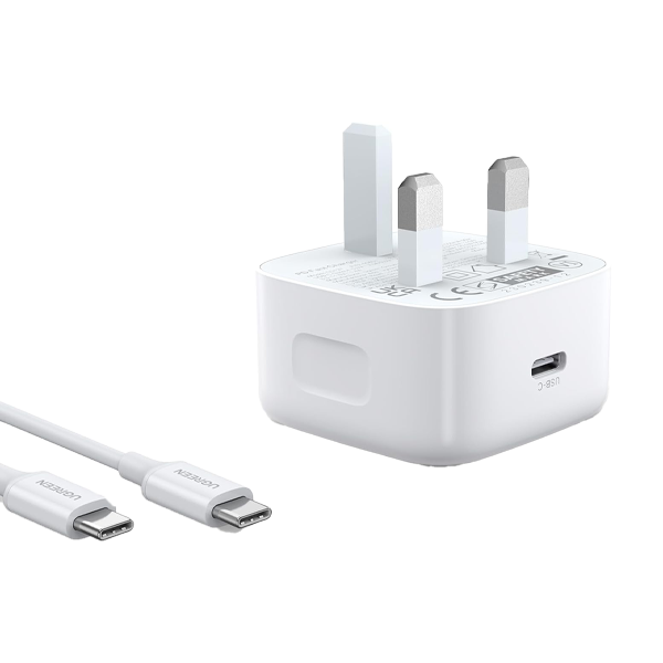 شارژر دیواری 20 وات با پورت USB-C PD یوگرین مدل CD137 همراه با کابل USB-C to USB-C