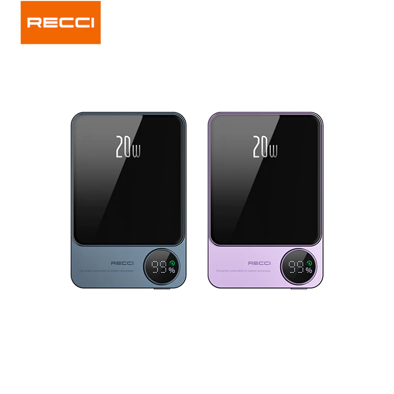 پاوربانک و مگ سیف رسی مدل RPB-W16 ظرفیت 10000 میلی آمپر ساعت (RECCI RPB-W16 Matrix 10000mAh Wireless Charging Power)