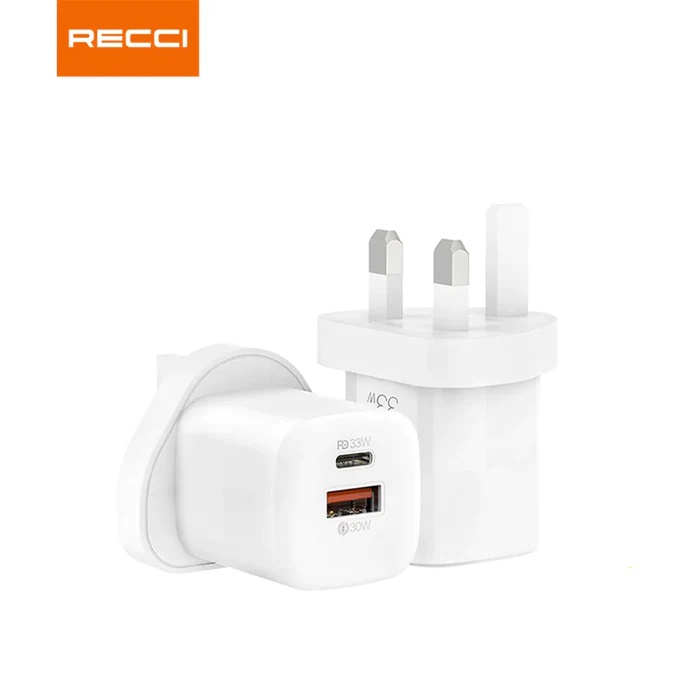شارژر دیواری RC22 رسی (Recci 33W GaN Dual Output Wall Charger 33W)