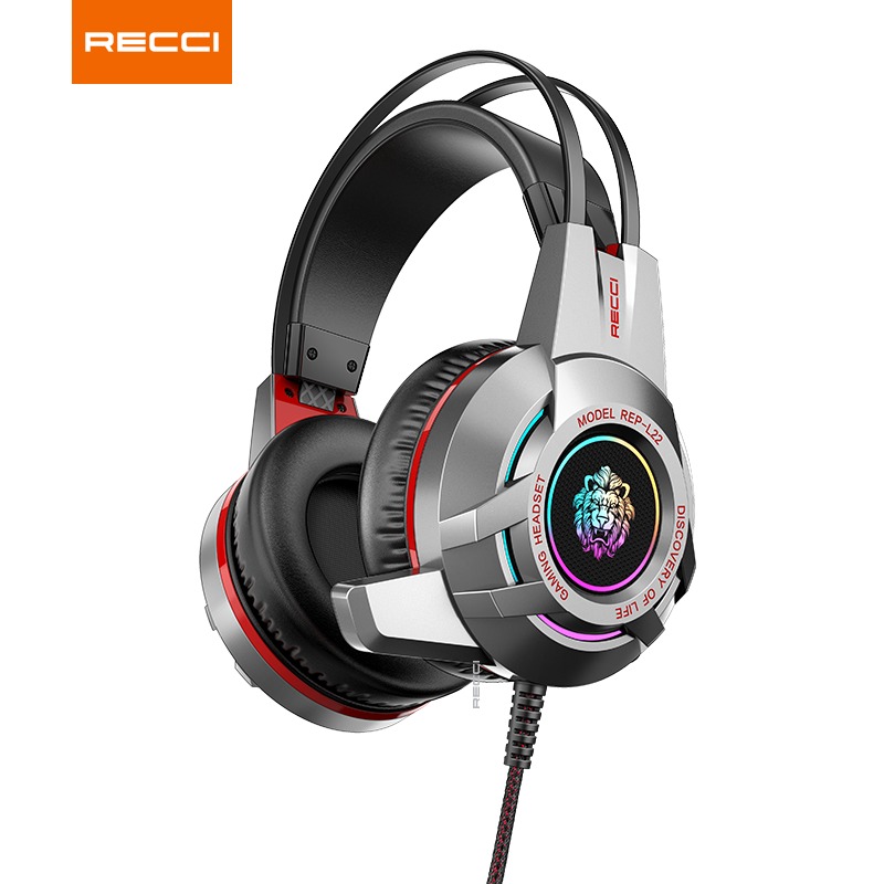 هدفون سیمی گیمینگ REP-L22 رسی (Recci REP-L22 3.5mm colorful light stereo gaming earphones headphone)
