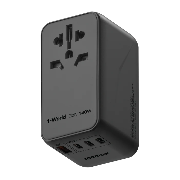 شارژر مسافرتی 4 پورت صد و چهل وات 1-World | Universal 4-Ports Travel Charger (GaN 140W + USB-C Cable) مومکس (momax)
