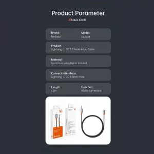 کابل تبدیل لایتنینگ به AUX مک دودو مدل CA-0780 طول 1.2 متر