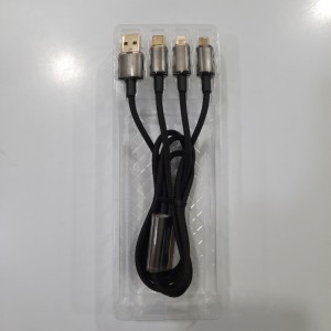 کابل green lion transparent 3 in 1 braided cable (USB-c lightning micro) 1M