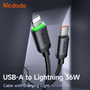 کابل شارژ سریع تایپ سی به لایتنینگ 36 وات کارپلی مک دودو مدل MCDODO CA-4820طول 1متر